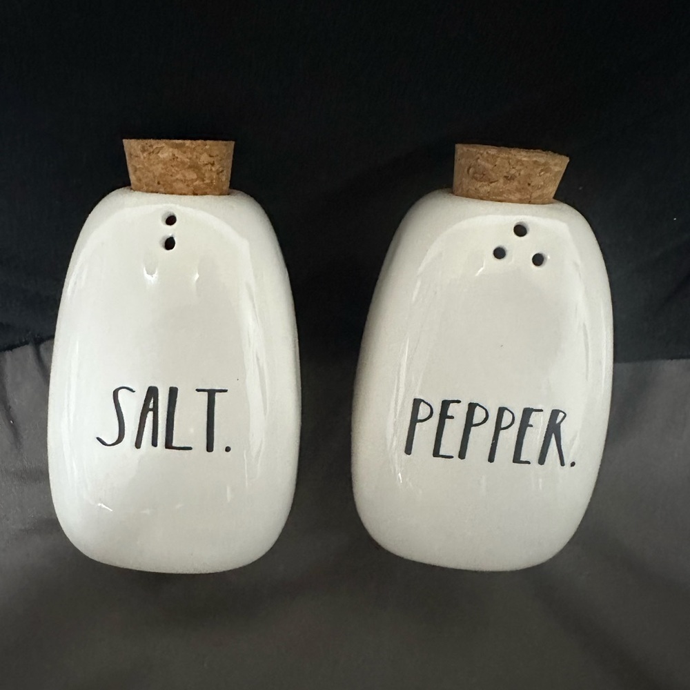 Rae Dunn Two Piece White Salt and Pepper Shakers